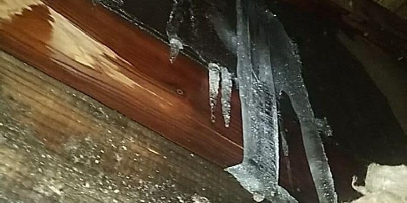ice dam water damage in attic